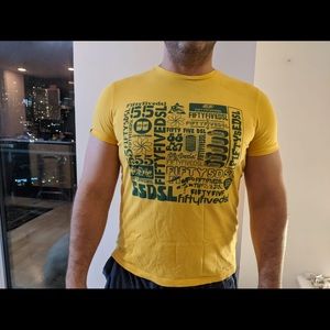 Diesel Men’s Yellow Graphic Print Tee, Sz Large